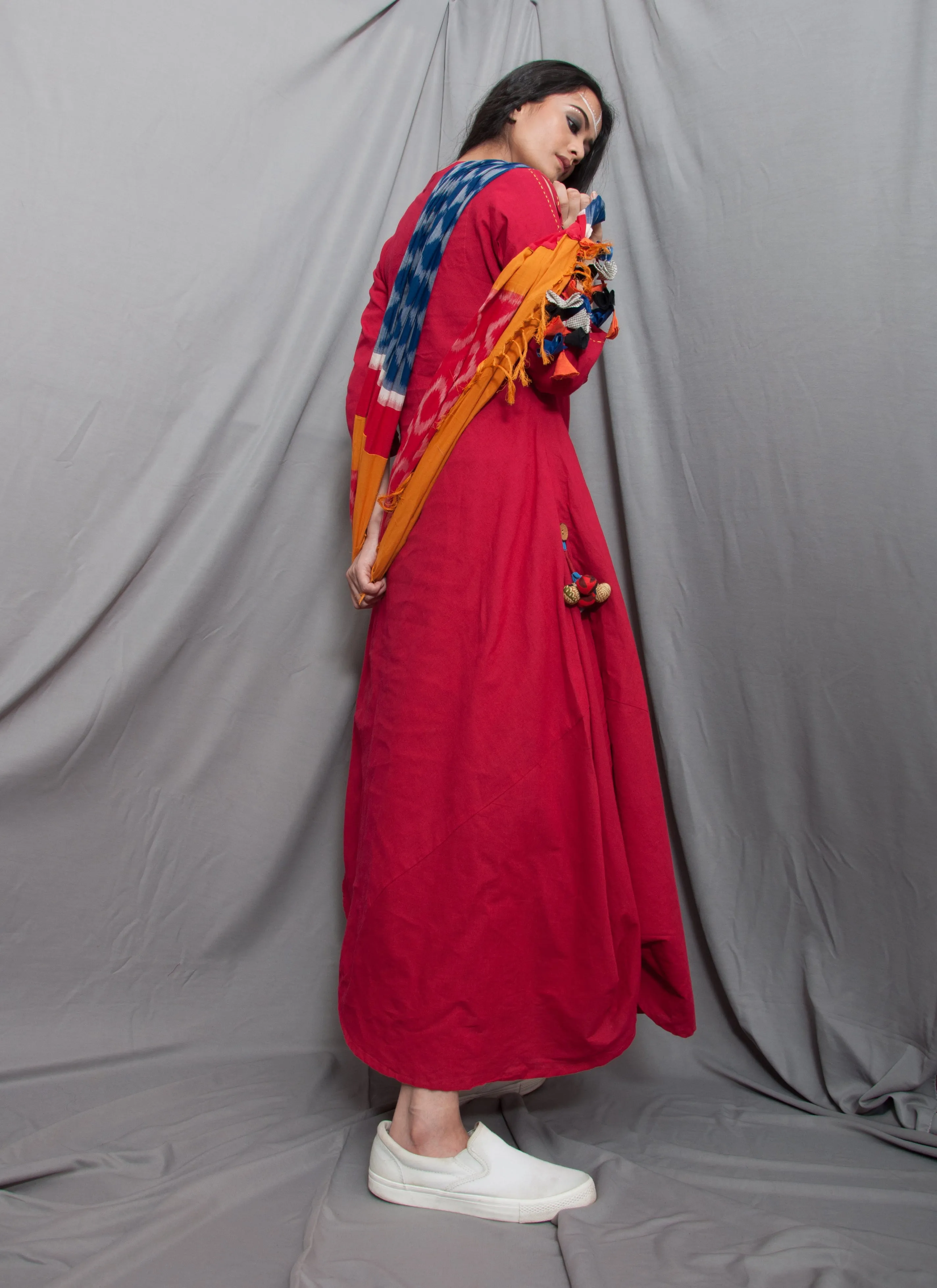 Blossom - Long Cowl  Dress With Scarf