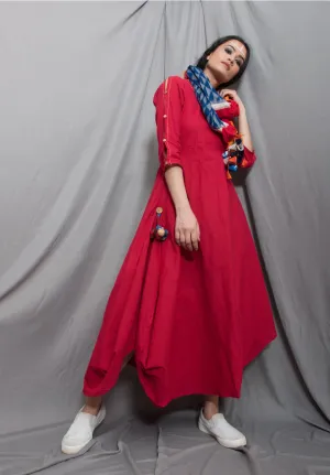 Blossom - Long Cowl  Dress With Scarf