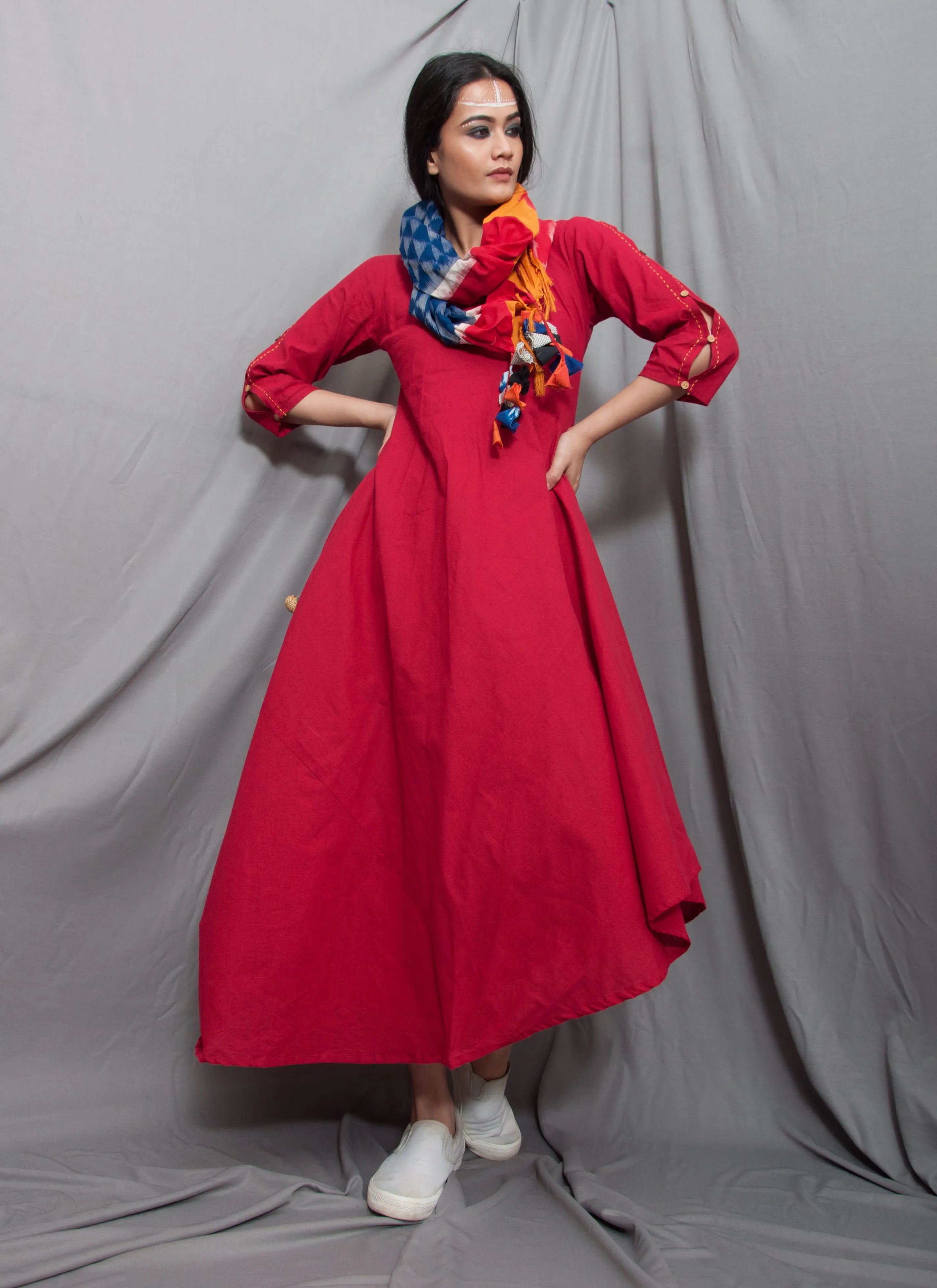 Blossom - Long Cowl  Dress With Scarf