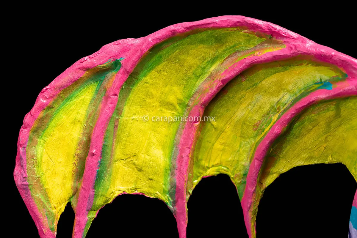 Blue & Pink Mexican Dragon Paper Mache Alebrije