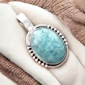 Blue Argonite Solid 925 Sterling Silver Pendant