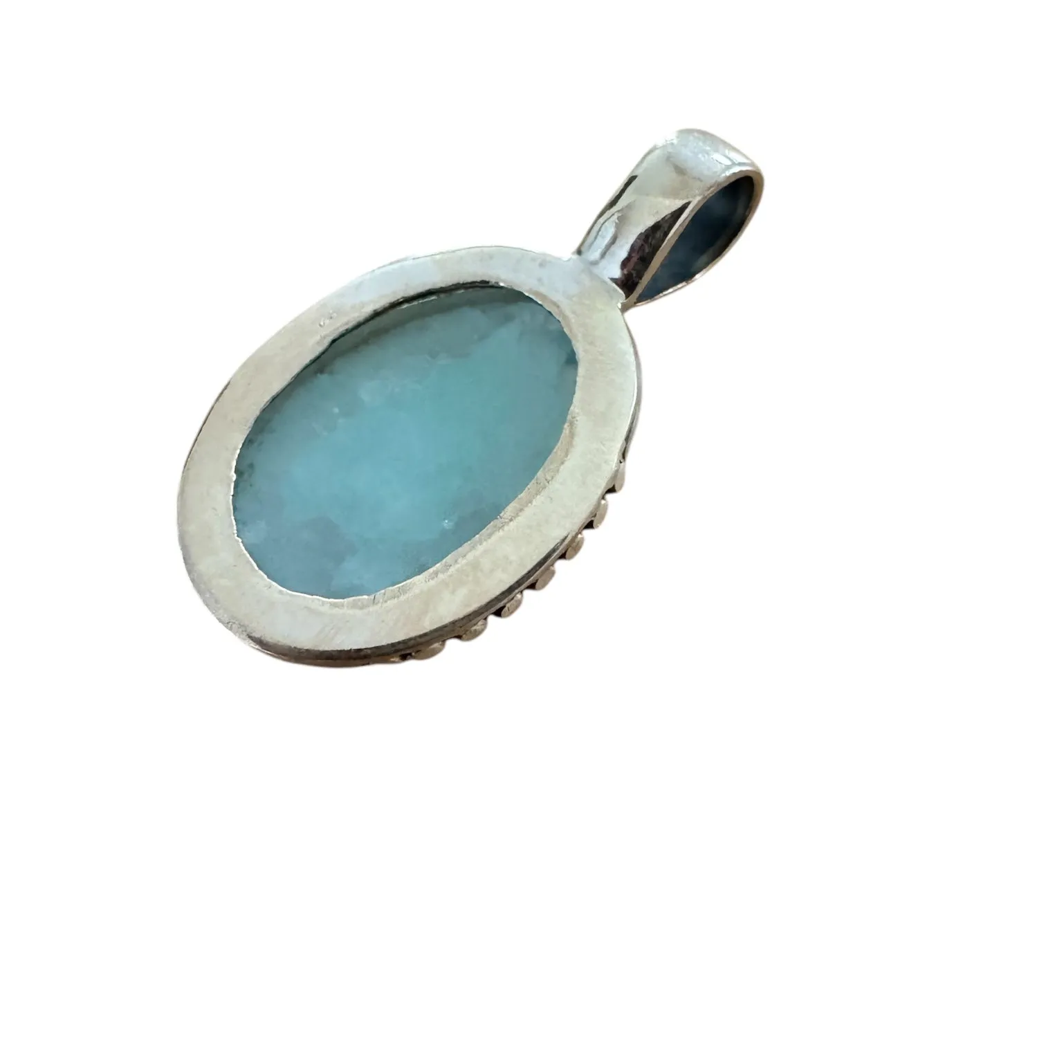 Blue Argonite Solid 925 Sterling Silver Pendant