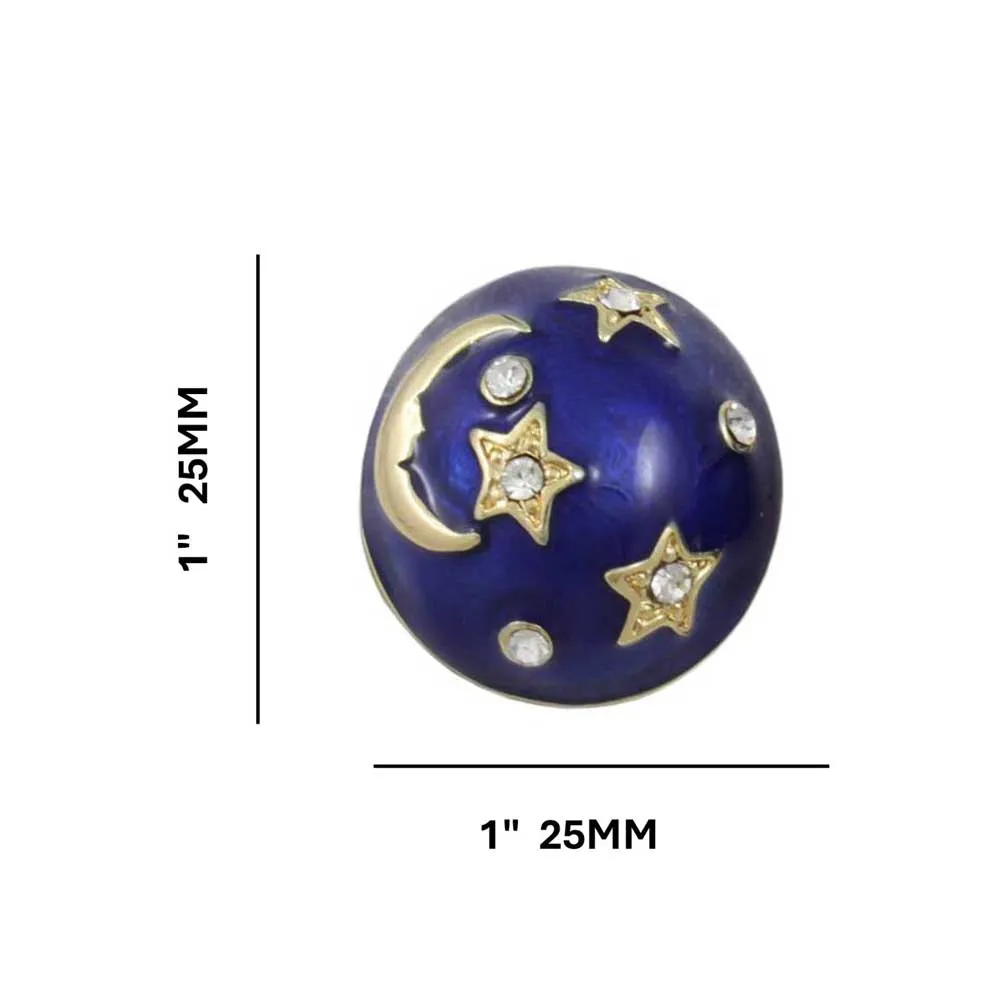 Blue Enamel and Crystal Celestial Clip Earring - REE701C