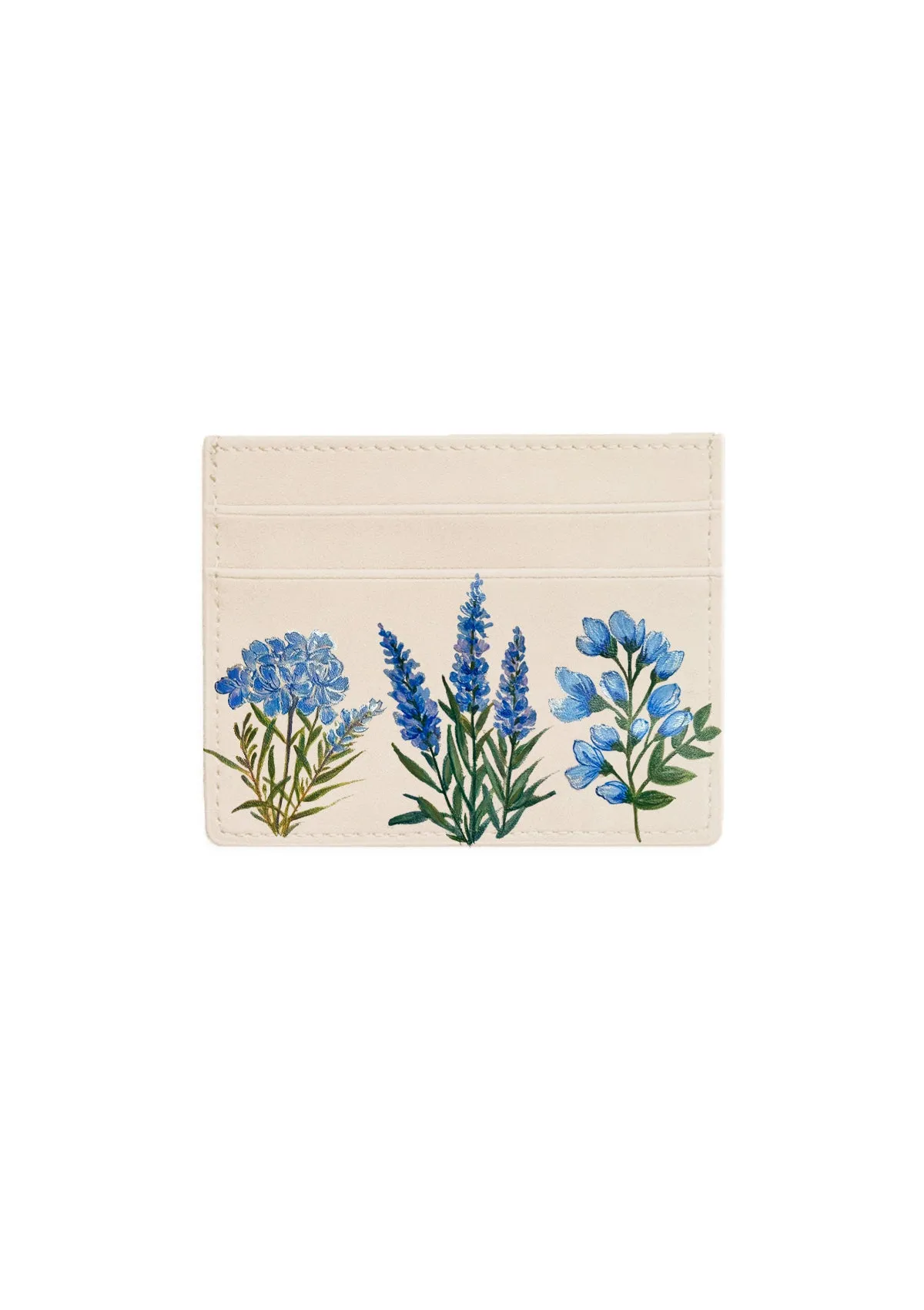 Blue Florals Beige Cardholder