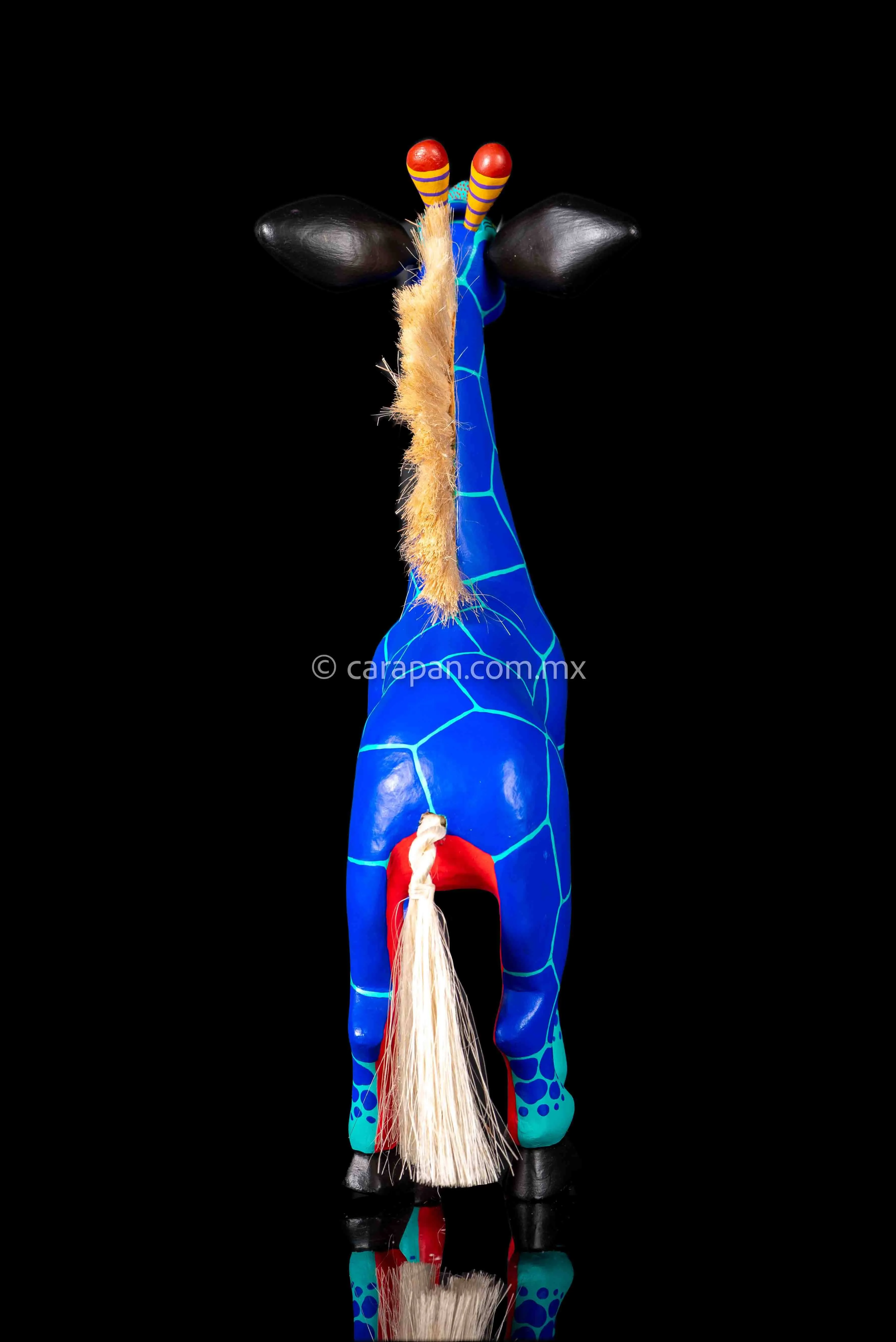 Blue Jiraffe Oaxacan Wooden Sculpture Alebrije