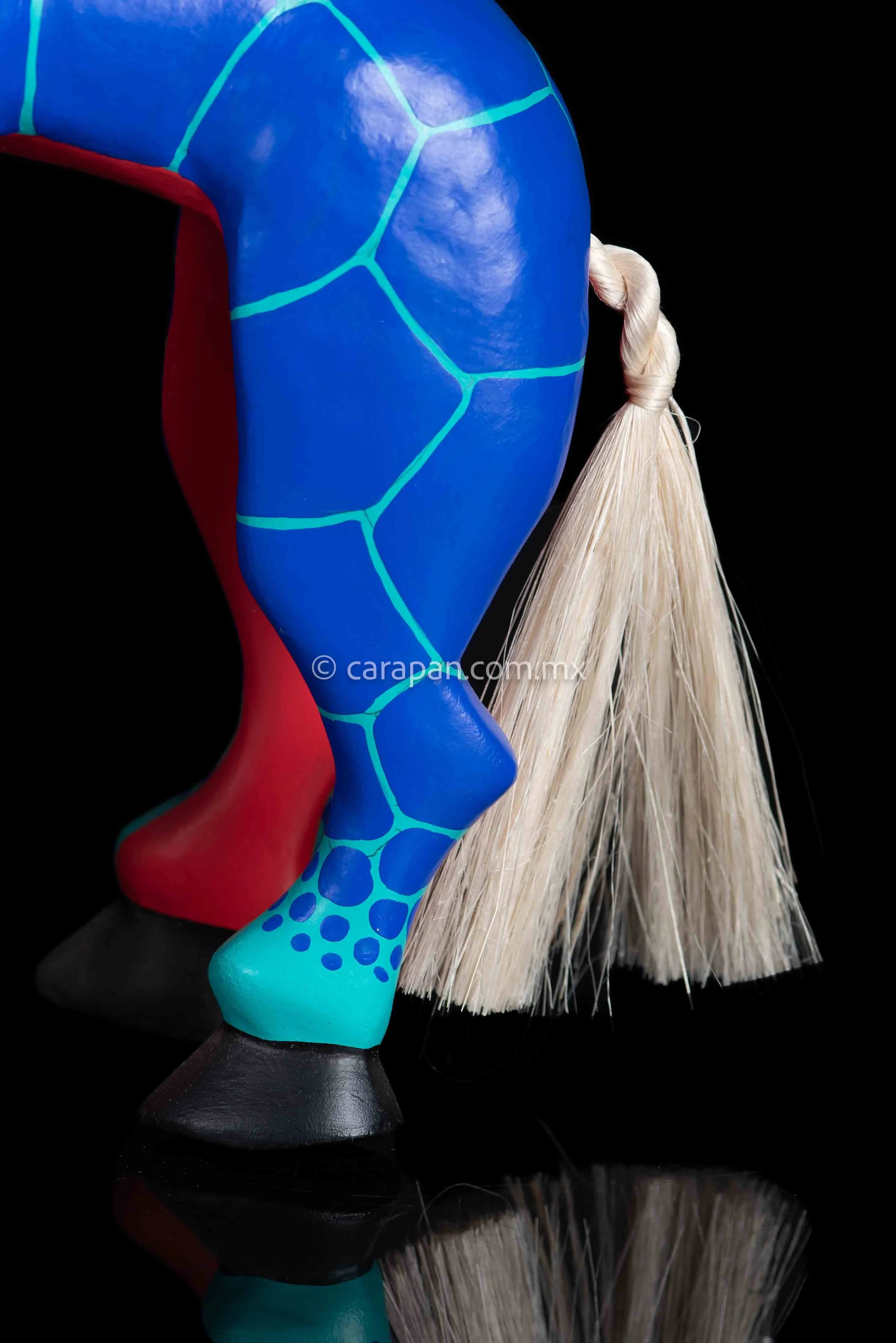 Blue Jiraffe Oaxacan Wooden Sculpture Alebrije