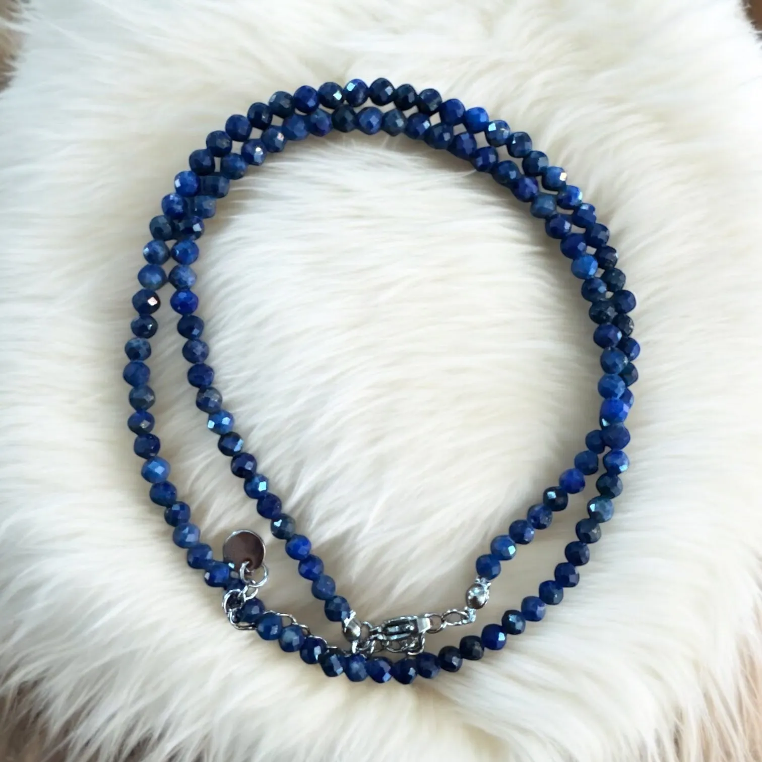 Blue Lapis 3 mm Beaded Necklace