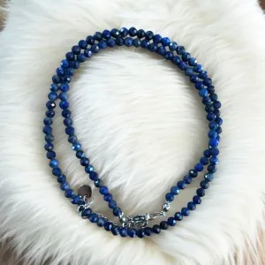 Blue Lapis 3 mm Beaded Necklace