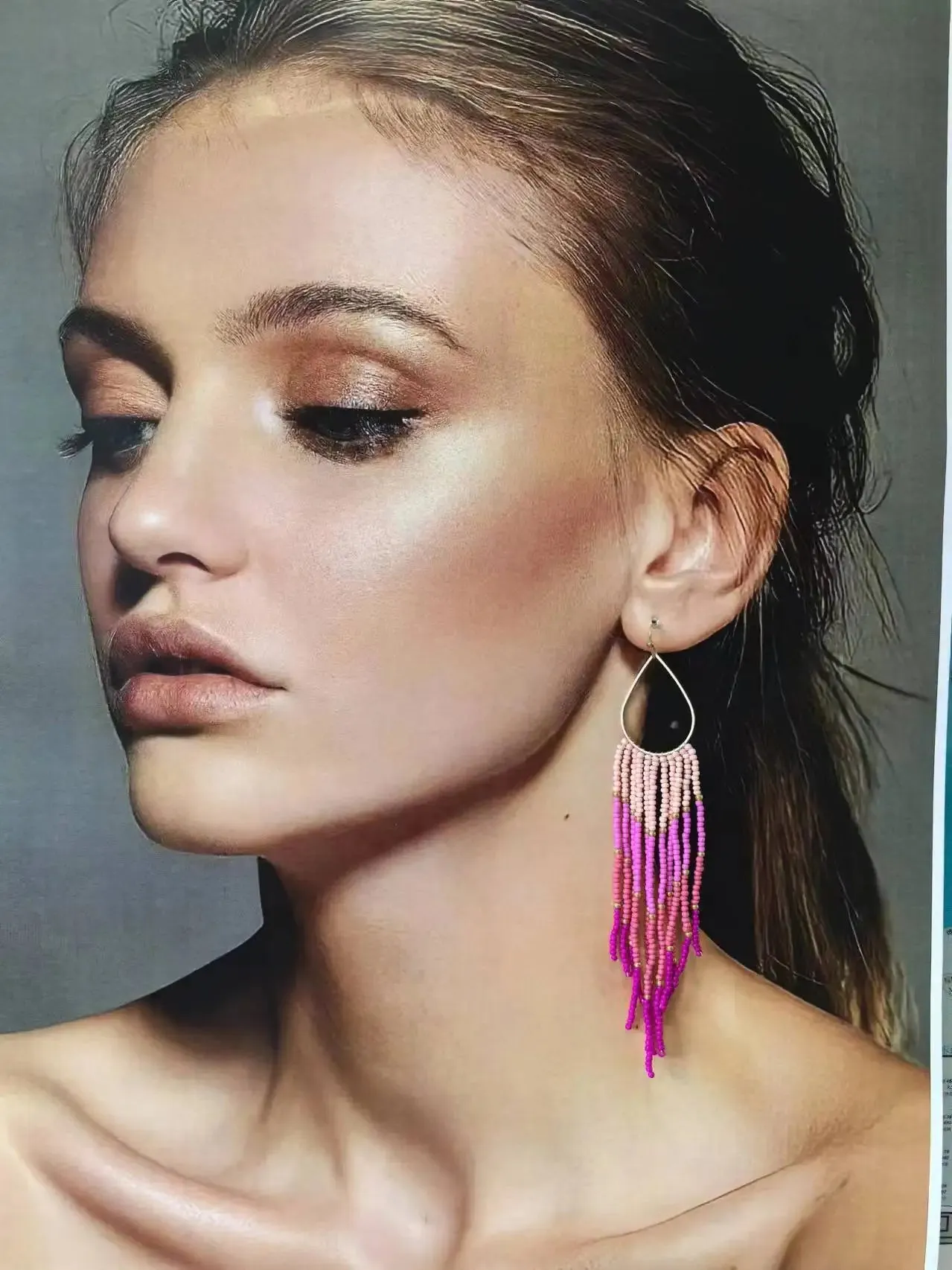 Bohemian Beaded Tassel Earrings | Color Gradient Drop Earrings | Handmade Seed Bead Jewelry