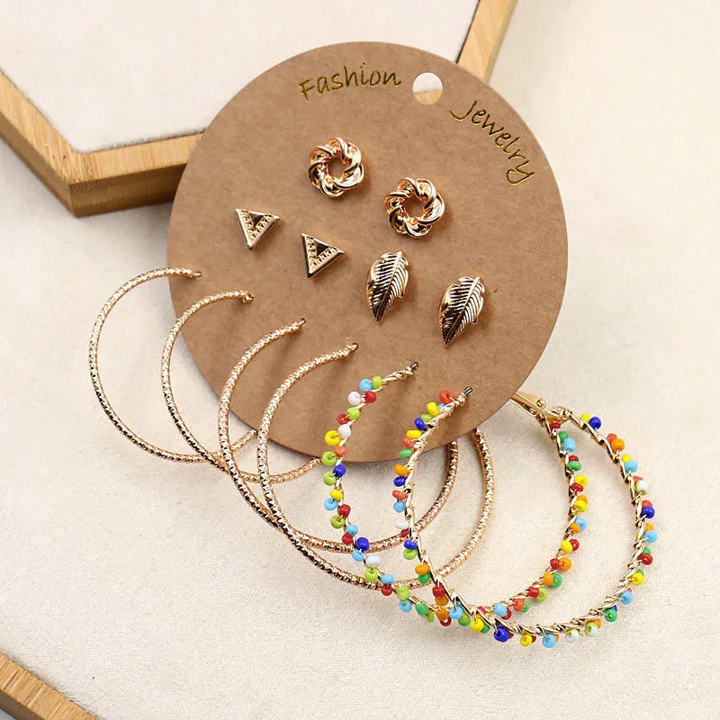 Bohemian gold large ring tassel earrings