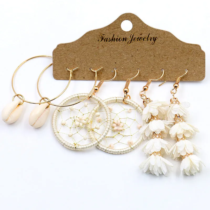 Bohemian gold large ring tassel earrings