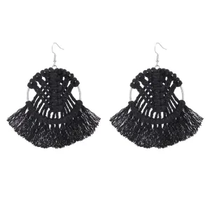 Bohemian Hand-Woven Tassel Earrings | Geometric Dangle Earrings | Women's Jewelry