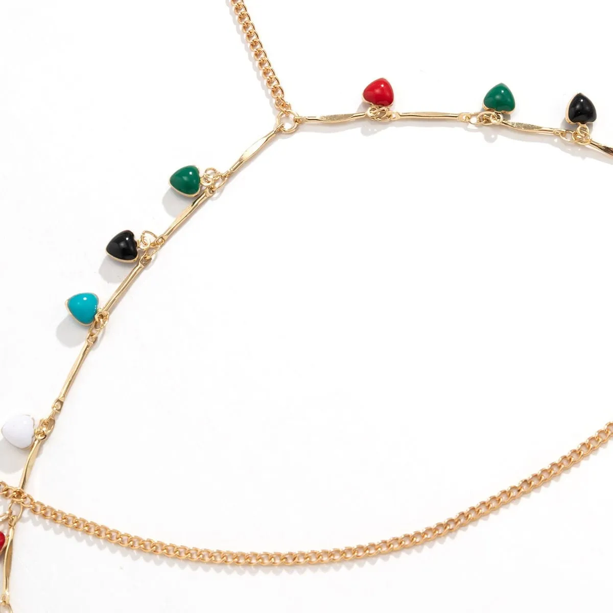 Bohemian Layered Colorful Enamel Heart Tassel Elastic Thigh Leg Chain