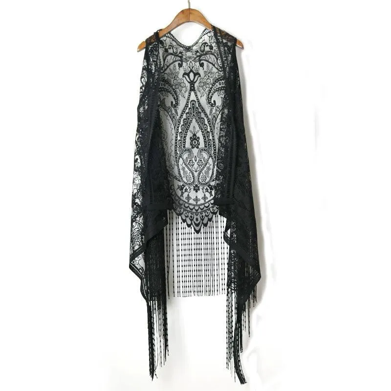 Bohemian Sleeveless Tassel Cardigan