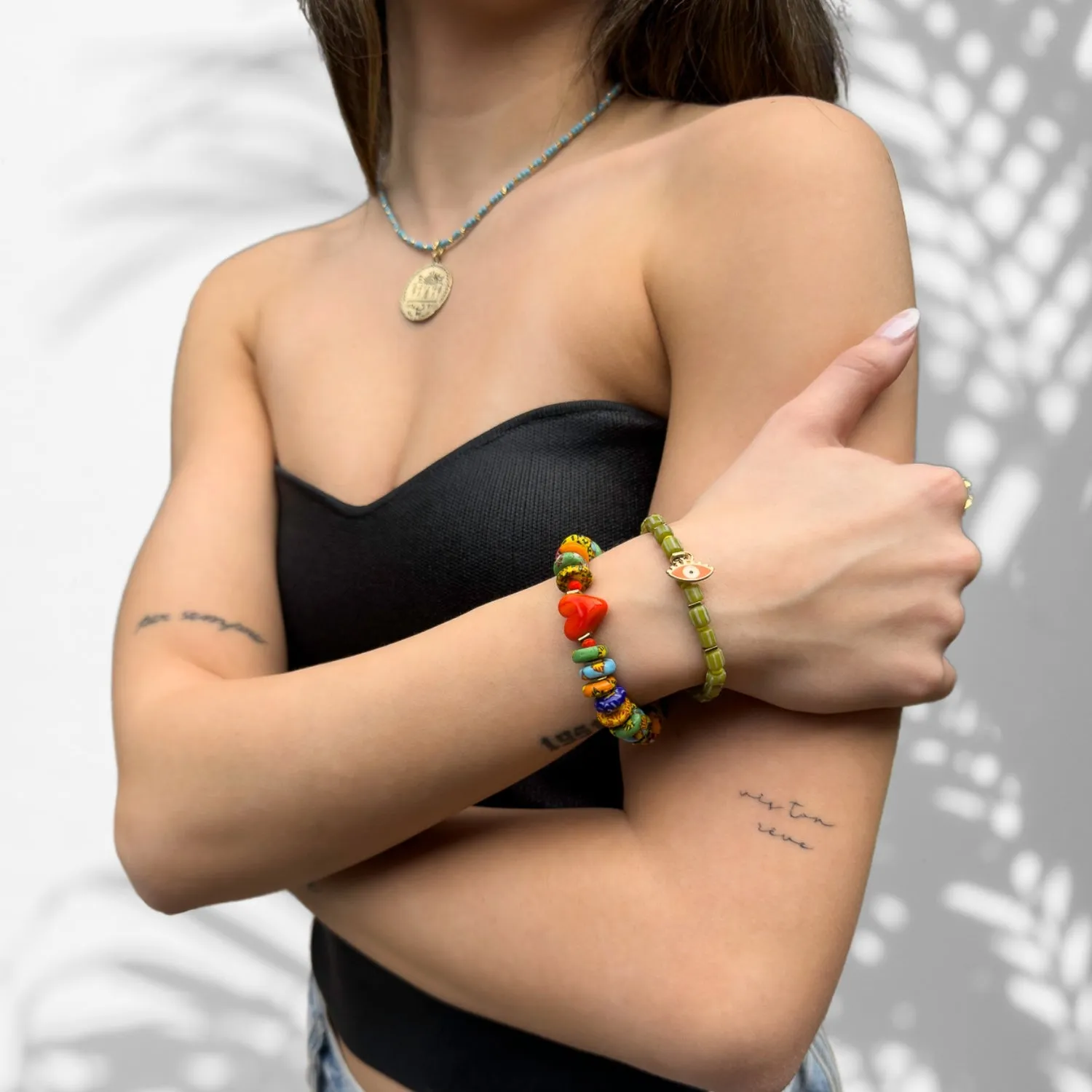 Bohemian Style Red Heart & Evil Eye Happy Bracelet Set