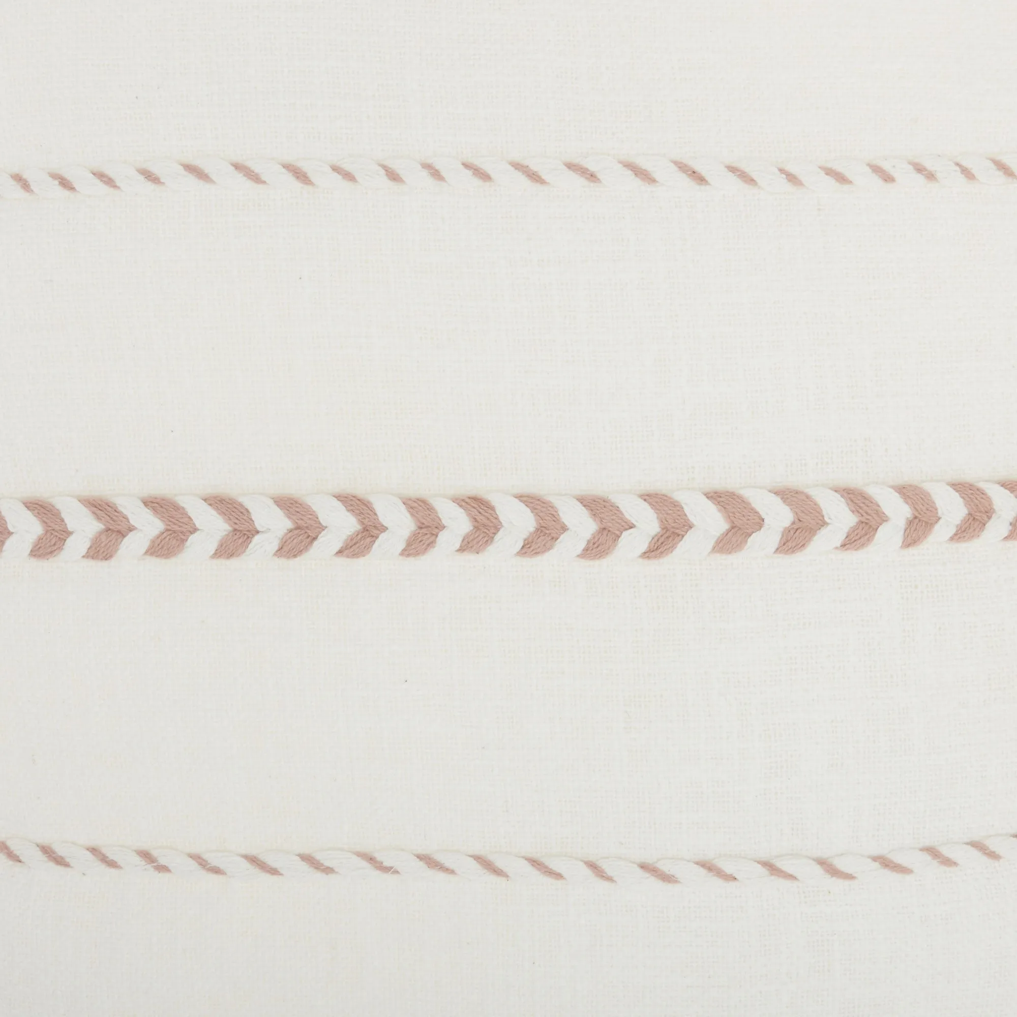 Bohemian White Cotton Accent Pillow with Blush Tassel Details