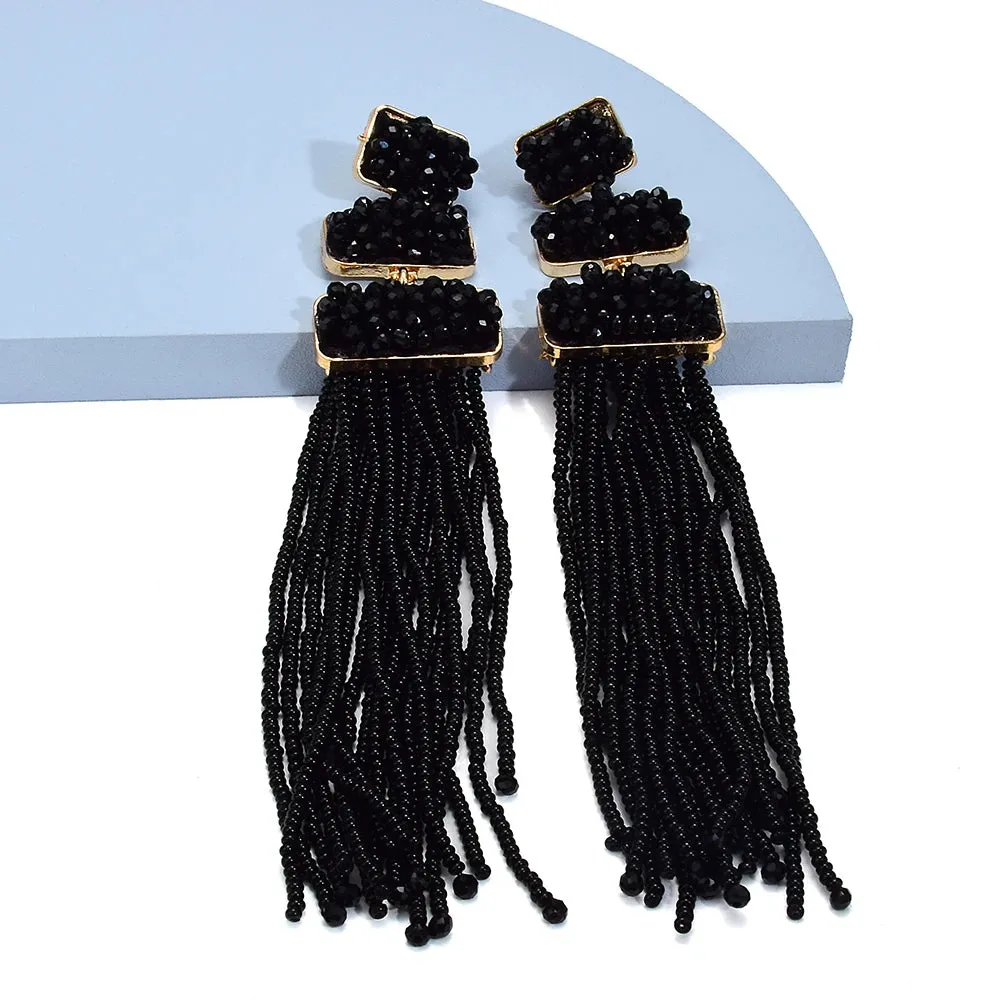 Boho Beaded Tassel Earrings