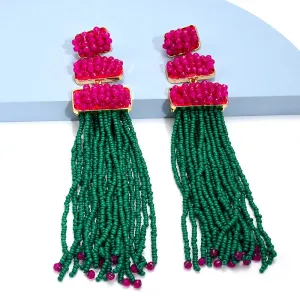 Boho Beaded Tassel Earrings