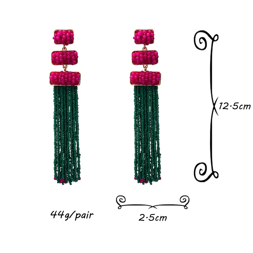 Boho Beaded Tassel Earrings