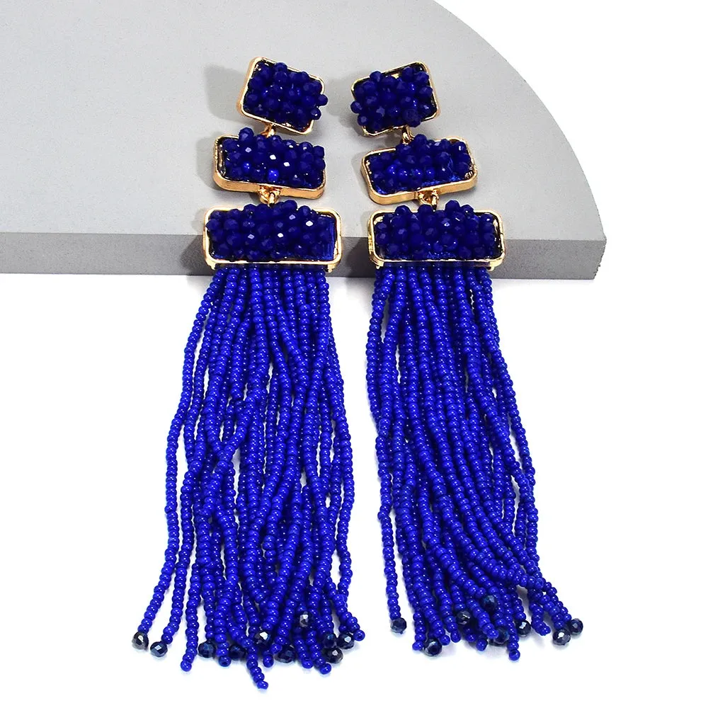 Boho Beaded Tassel Earrings