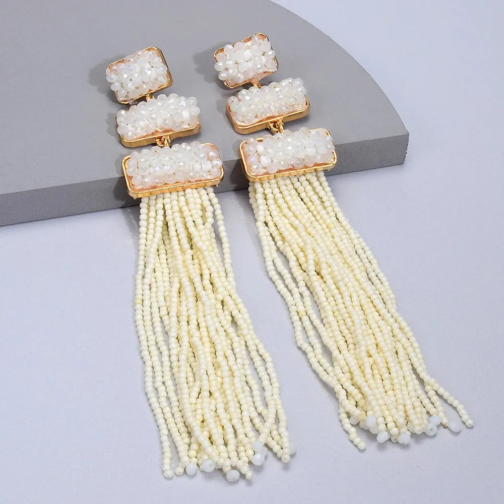 Boho Beaded Tassel Earrings