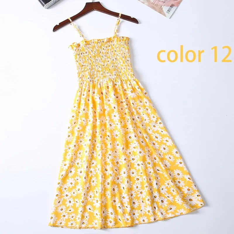 Boho Chic Summer Vintage Floral Print tassel Midi Strap boho Dress Women drawstring Beach rayon bohemian Dresses Vestidos