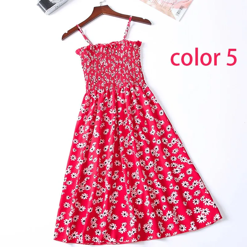 Boho Chic Summer Vintage Floral Print tassel Midi Strap boho Dress Women drawstring Beach rayon bohemian Dresses Vestidos