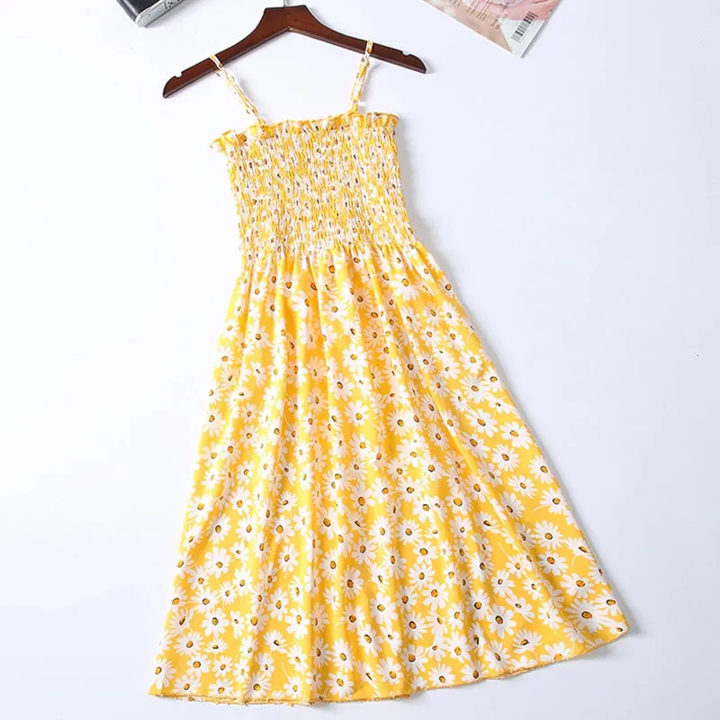 Boho Chic Summer Vintage Floral Print tassel Midi Strap boho Dress Women drawstring Beach rayon bohemian Dresses Vestidos