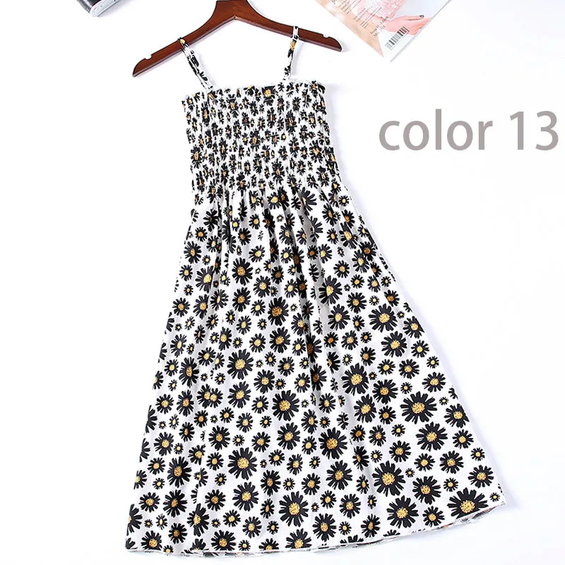 Boho Chic Summer Vintage Floral Print tassel Midi Strap boho Dress Women drawstring Beach rayon bohemian Dresses Vestidos
