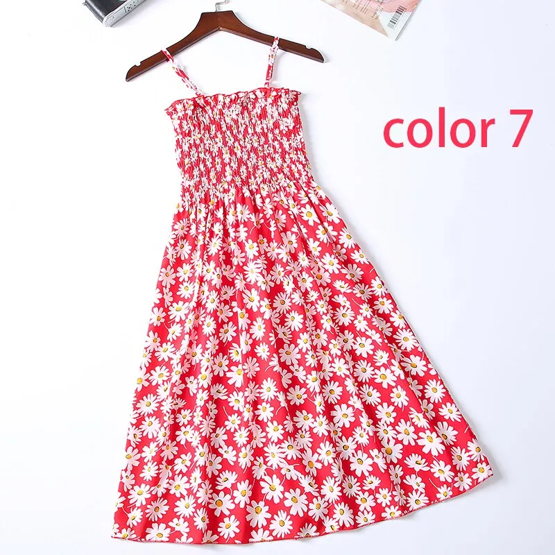Boho Chic Summer Vintage Floral Print tassel Midi Strap boho Dress Women drawstring Beach rayon bohemian Dresses Vestidos