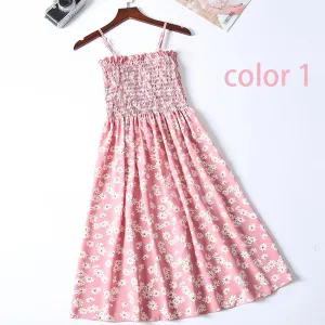 Boho Chic Summer Vintage Floral Print tassel Midi Strap boho Dress Women drawstring Beach rayon bohemian Dresses Vestidos