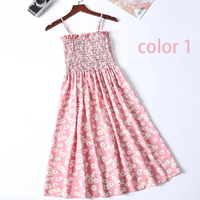 Boho Chic Summer Vintage Floral Print tassel Midi Strap boho Dress Women drawstring Beach rayon bohemian Dresses Vestidos