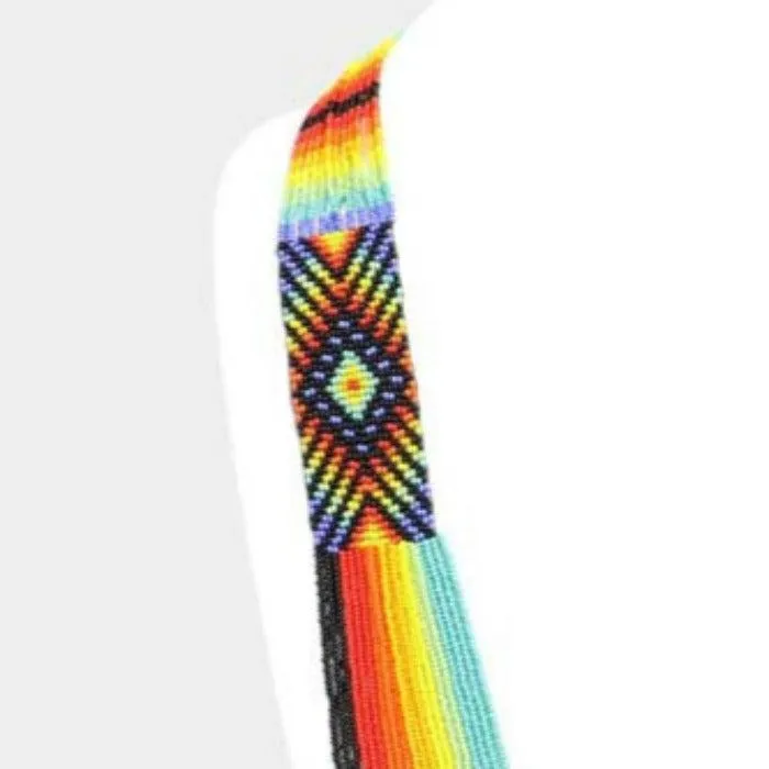 Boho Pattern Detail Colorful Seed Beaded Multi Layered Bib Necklace