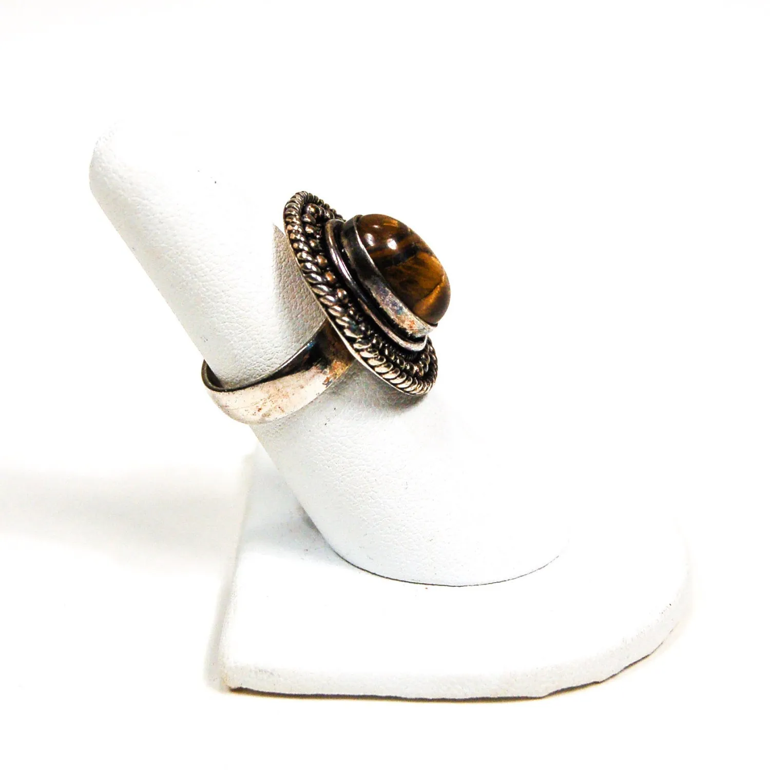Boho Tigers Eye Sterling Silver Statement Ring