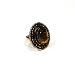 Boho Tigers Eye Sterling Silver Statement Ring
