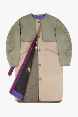 Bonded Patchwork Raincoat x Mickalene Thomas - Sage / Navy