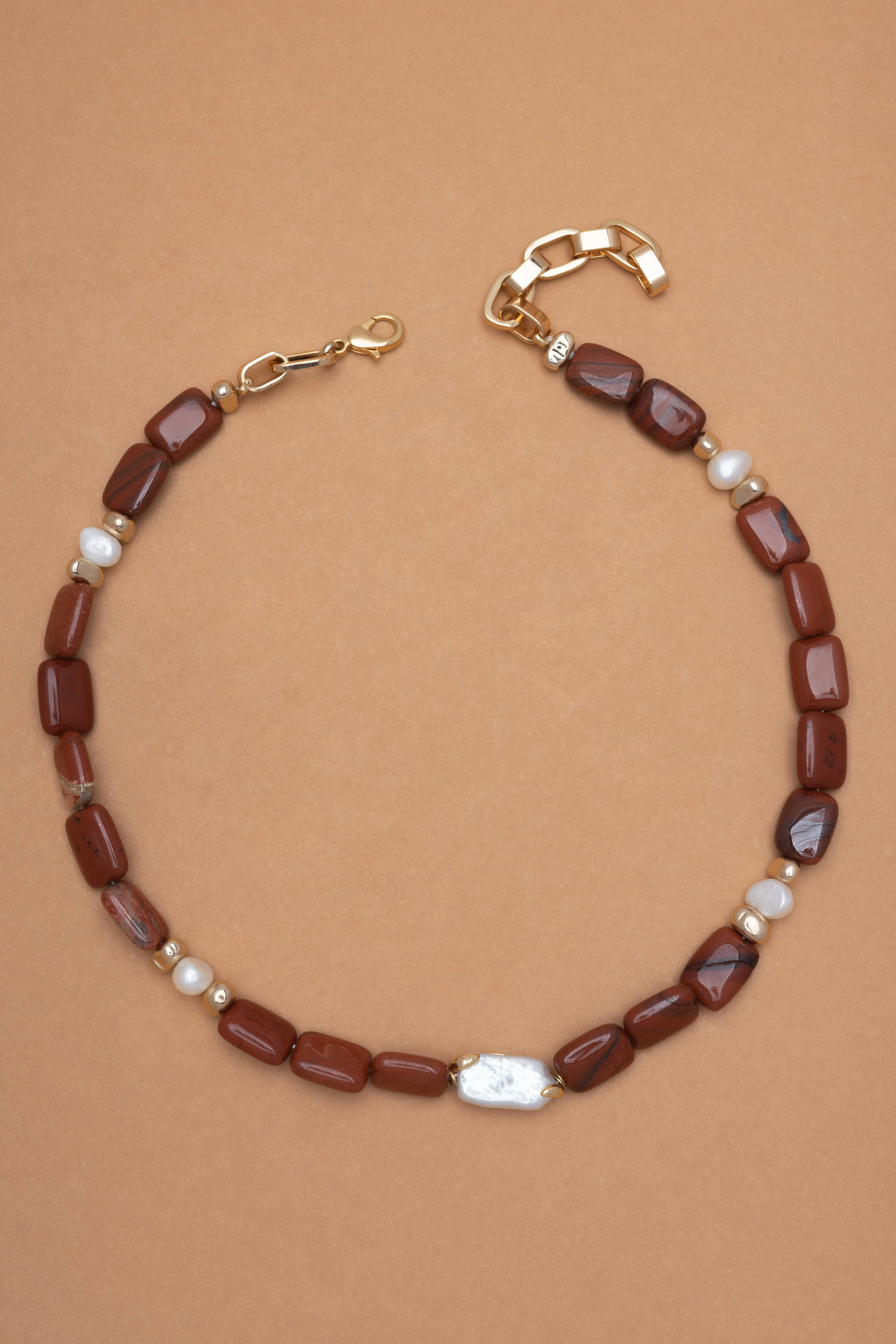 Brown Jasper Short Beaded Necklace