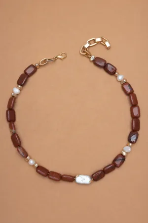 Brown Jasper Short Beaded Necklace
