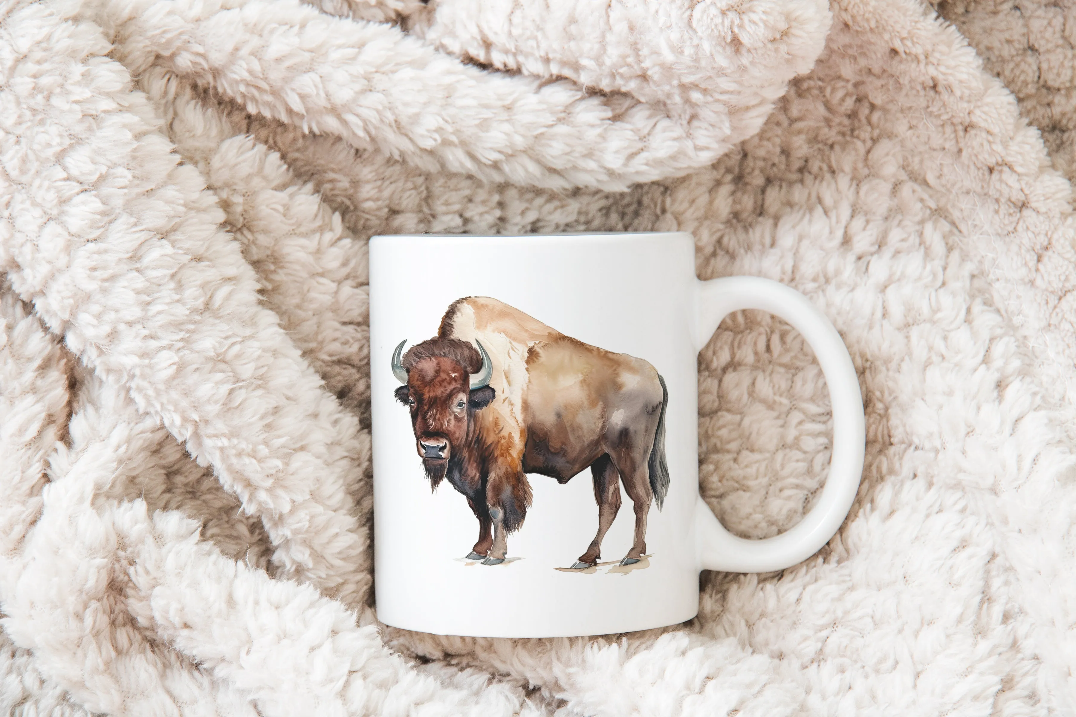 Buffalo mug, whimsical brown buffalo design ceramic cup for sassy coffee lovers, perfect gift for cowgirl or Western enthusiast | Wild West Chic collection