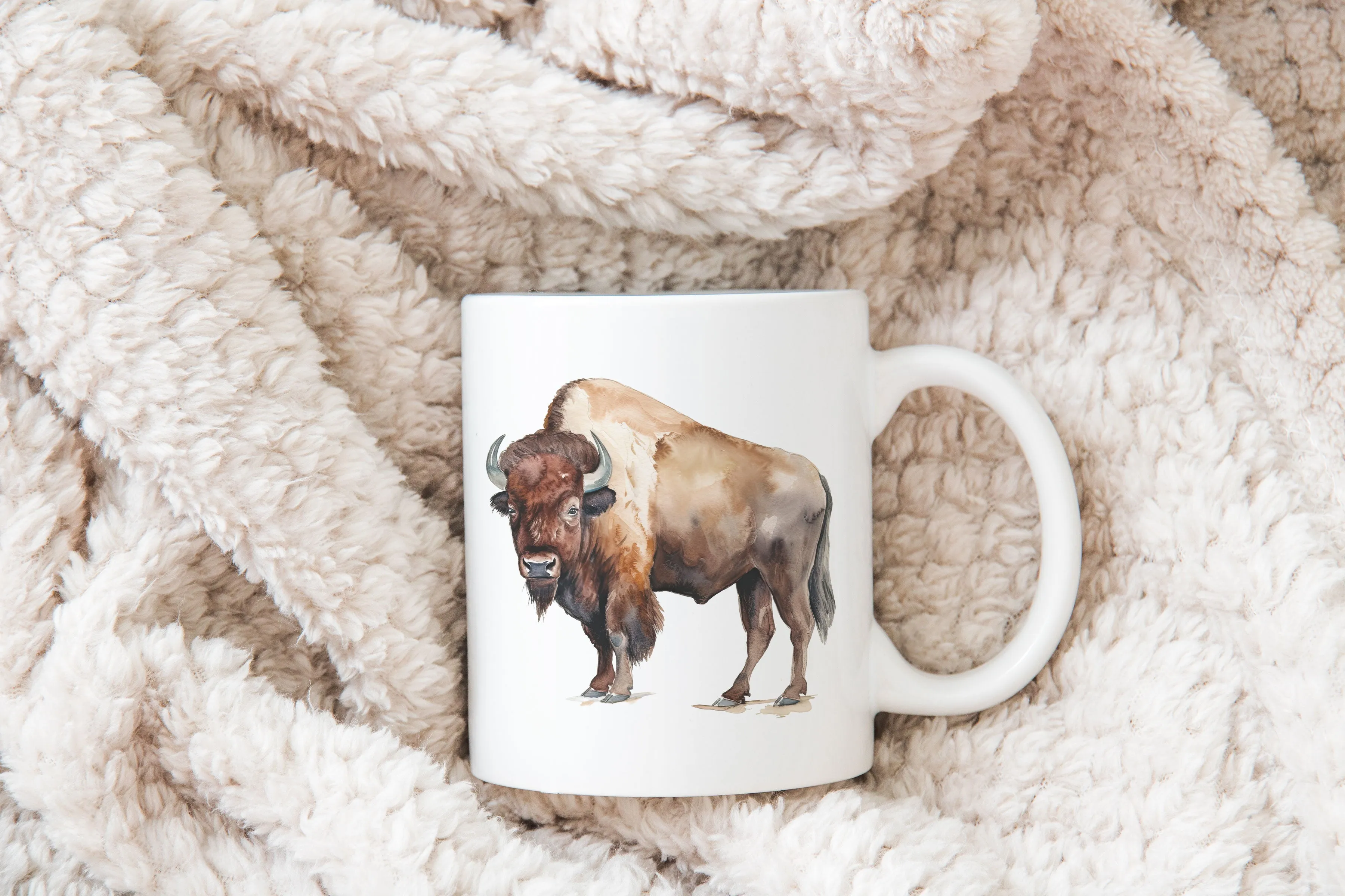 Buffalo mug, whimsical brown buffalo design ceramic cup for sassy coffee lovers, perfect gift for cowgirl or Western enthusiast | Wild West Chic collection