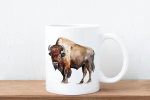 Buffalo mug, whimsical brown buffalo design ceramic cup for sassy coffee lovers, perfect gift for cowgirl or Western enthusiast