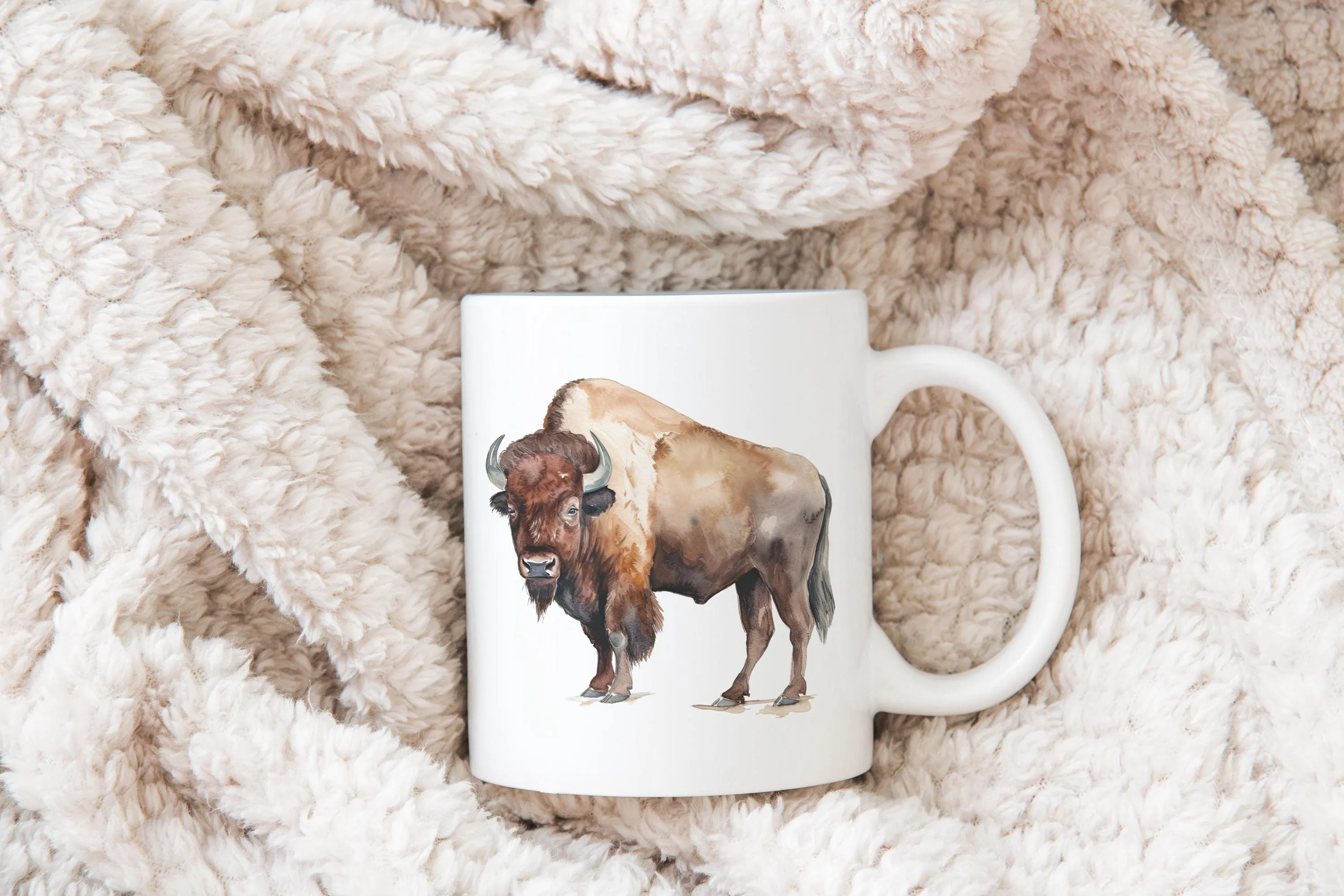 Buffalo mug, whimsical brown buffalo design ceramic cup for sassy coffee lovers, perfect gift for cowgirl or Western enthusiast