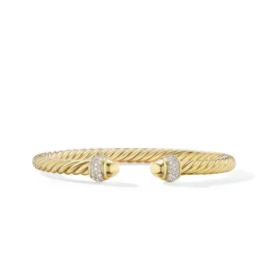 Cable Bracelet in 18K Yellow Gold with Diamonds, Size Small