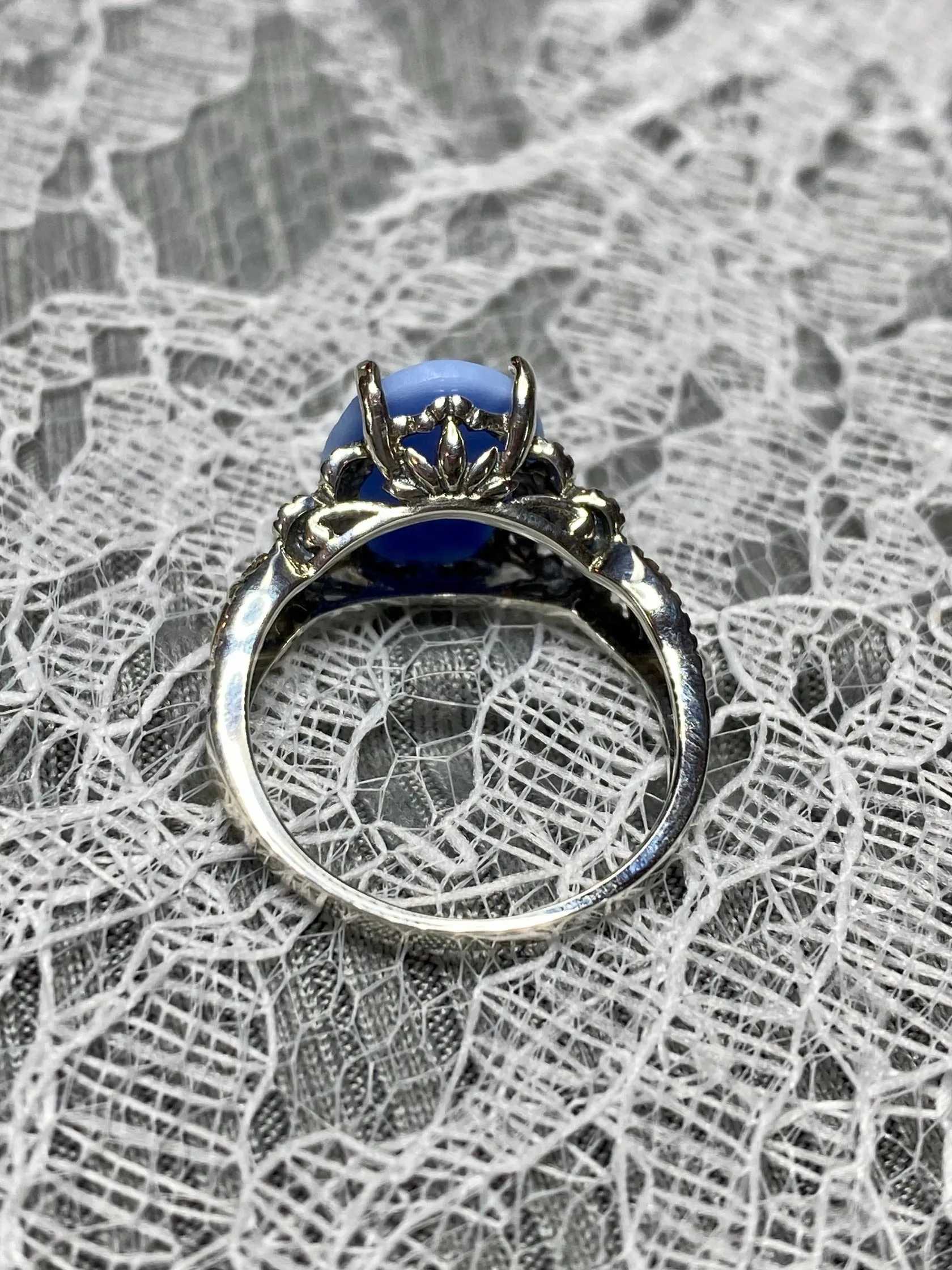 Cameo Ring | Blue Lady, Silver Filigree, Victorian Gothic Jewelry, Ace D92