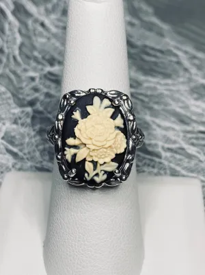 Cameo Ring | Ivory Bouquet, Vintage Victorian style Jewelry, Leaf Accent D120