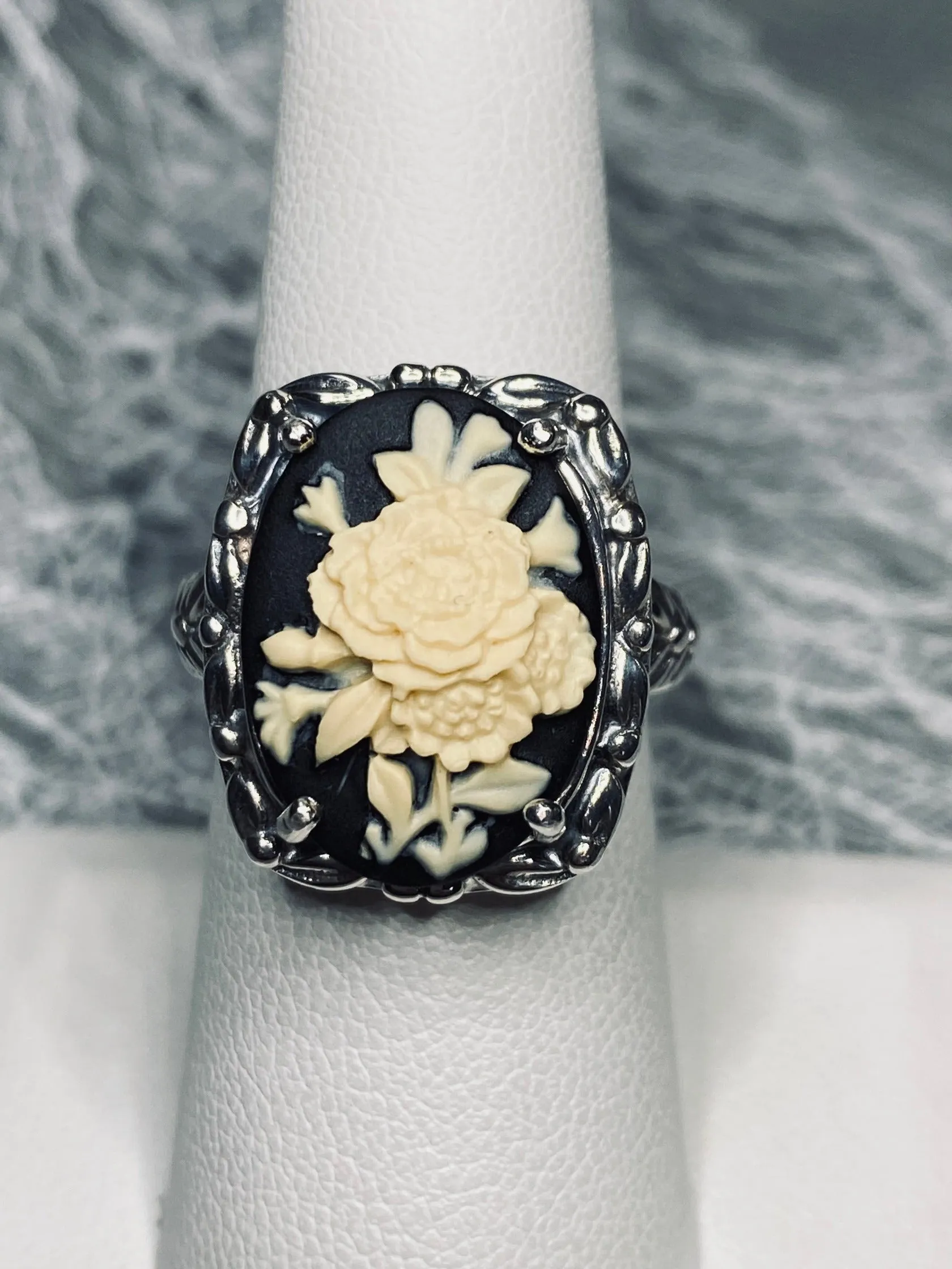 Cameo Ring | Ivory Bouquet, Vintage Victorian style Jewelry, Leaf Accent D120