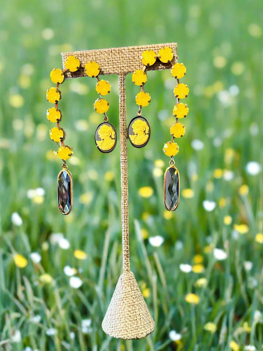 Cameo Waterfall Earrings Yellow