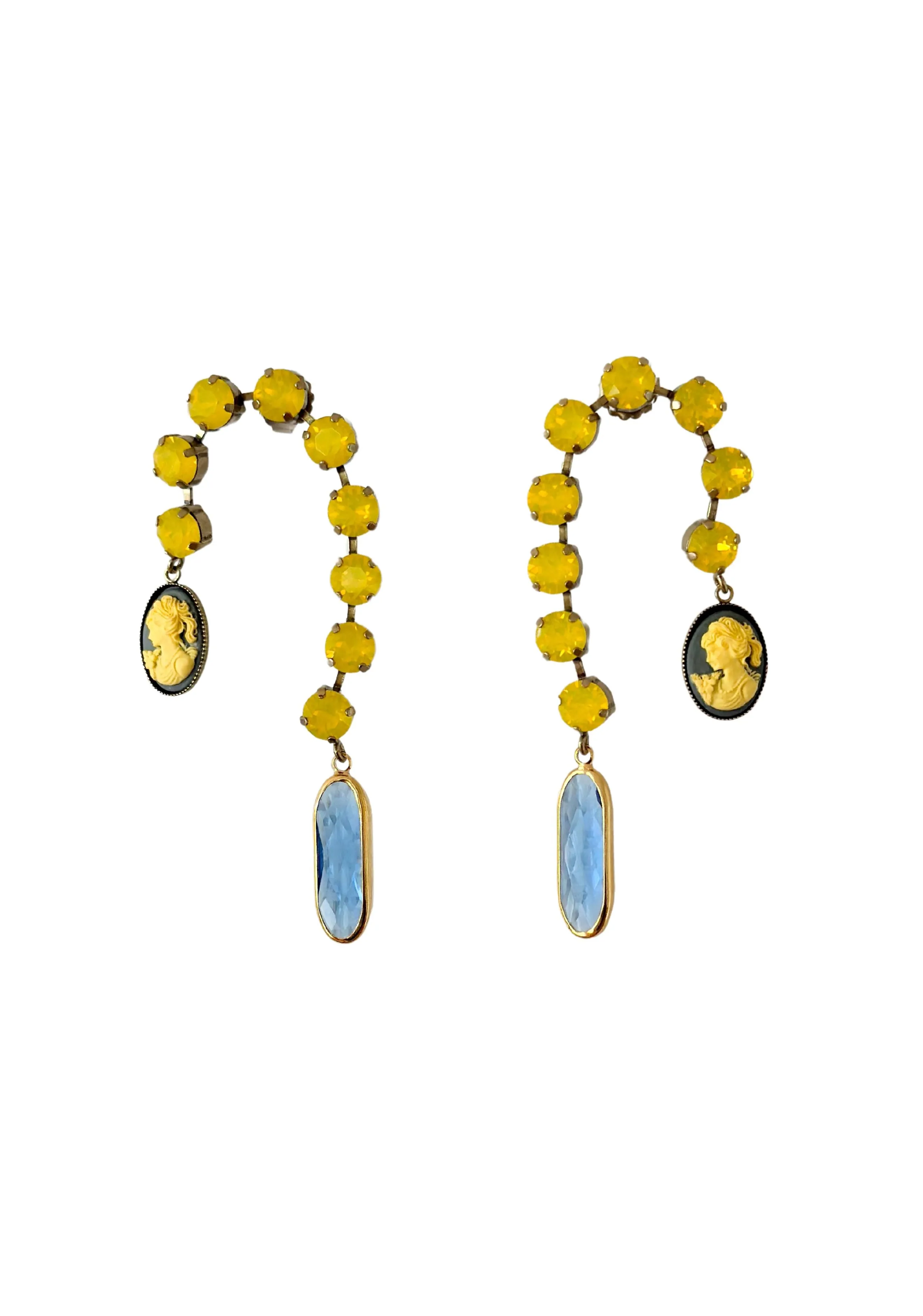 Cameo Waterfall Earrings Yellow