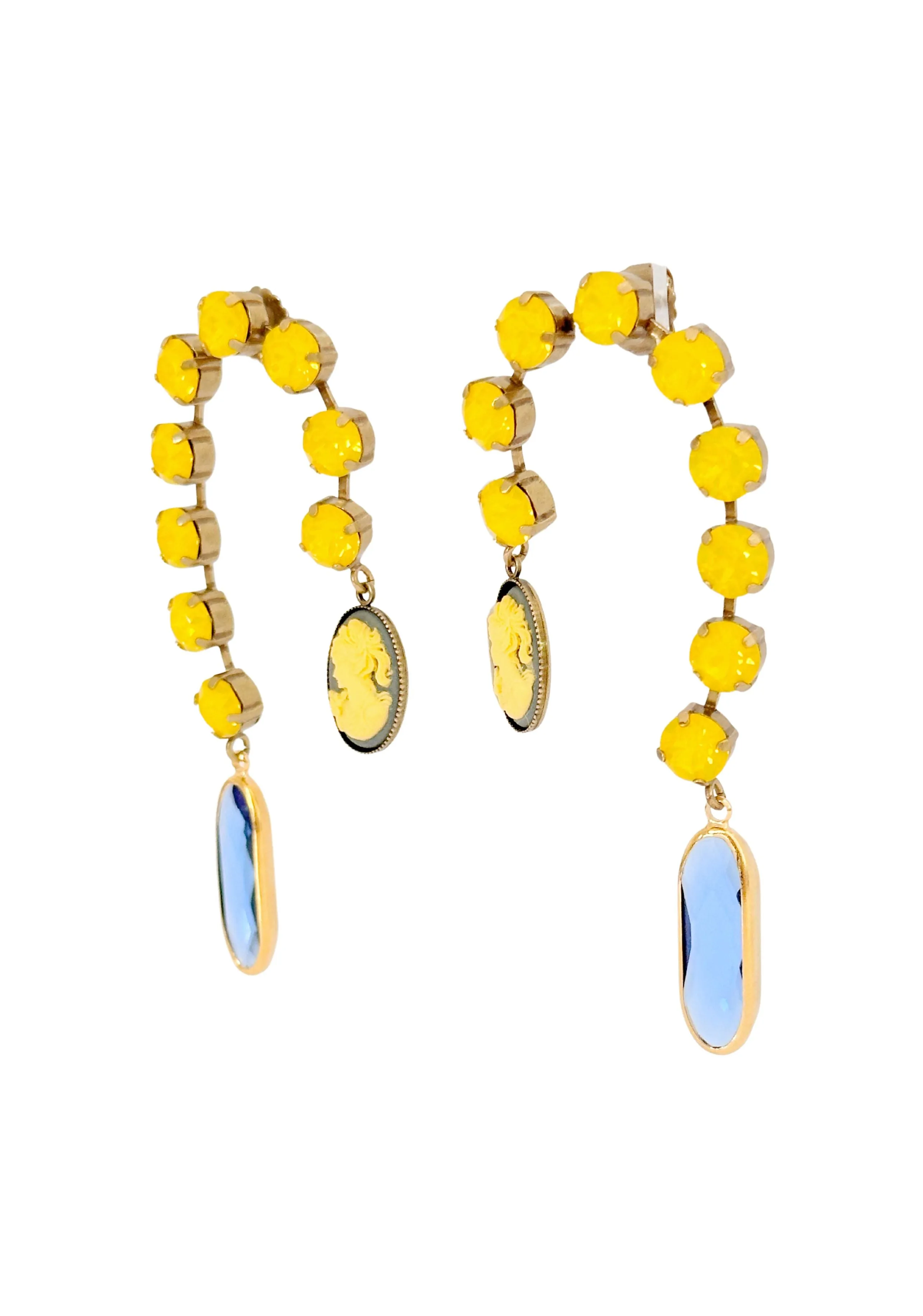 Cameo Waterfall Earrings Yellow