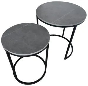 Capri Grey Sintered Stone Round Nest Of Tables